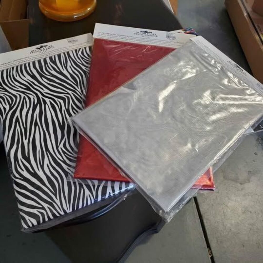 3 Thin Metallic Hemmed Decor Panels 28x108"